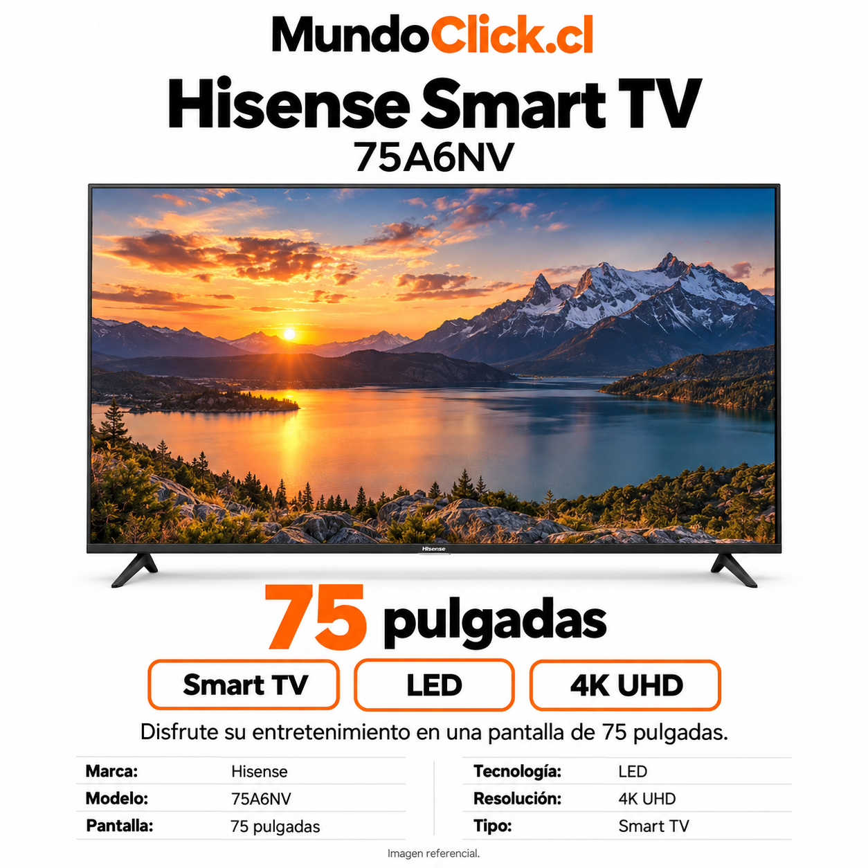 Televisor Hisense Smart TV 75″ LED 4K UHD 75A6NV